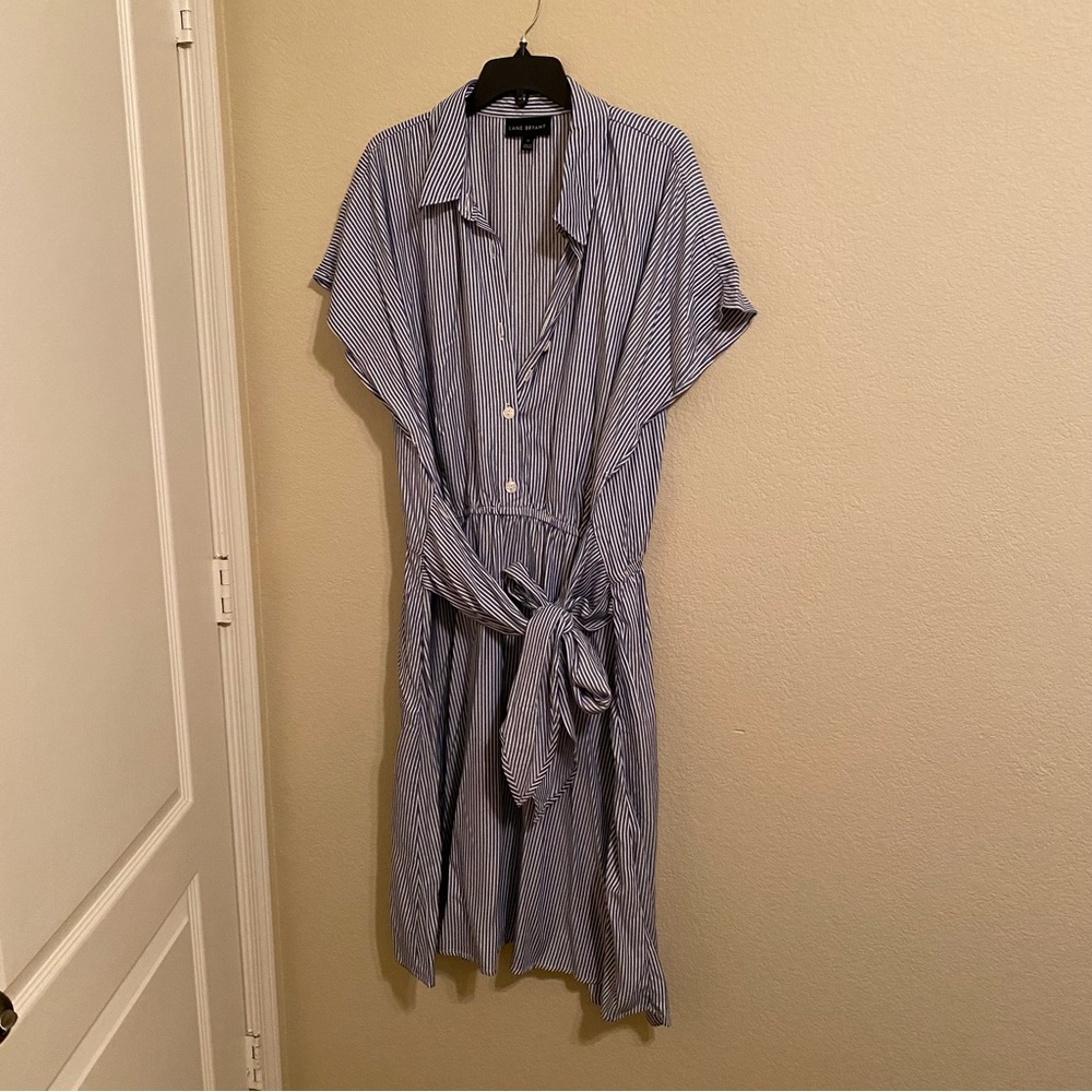 Lane Bryant Dress - Size 18 - Blue & White vertical stripes